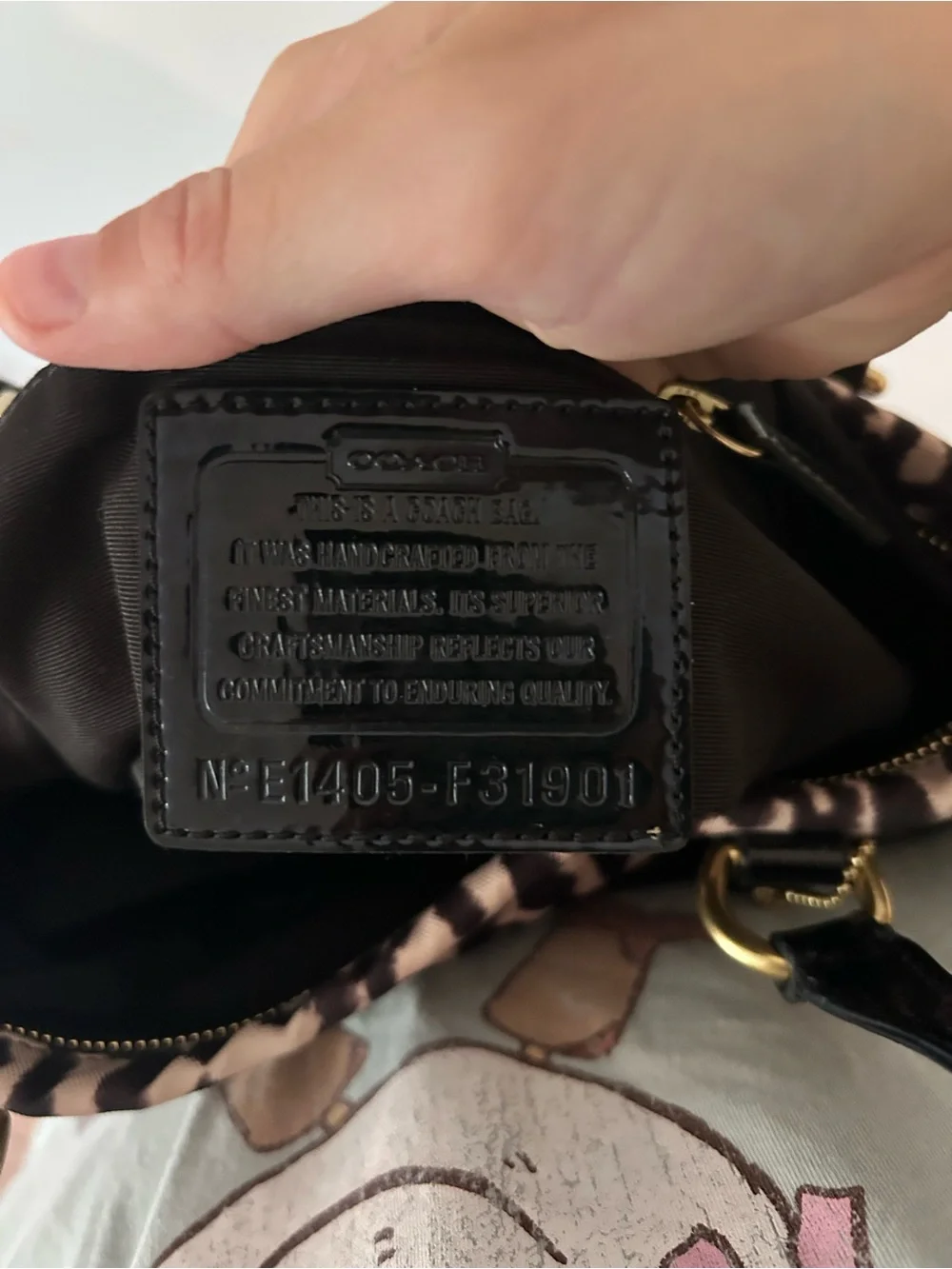 Coach Womens Leopard Print Purse with Black Trim